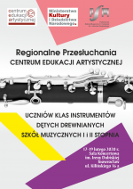 Regionalne Przesłuchania Centrum Edukacji Artystycznej Uczniów Klas Instrumentów Dętych Drewnianych Szkół Muzycznych I i II stopnia